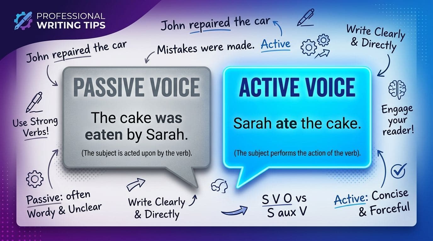 Active Voice vs Passive Voice: When to Use Each (With Examples & Tables)